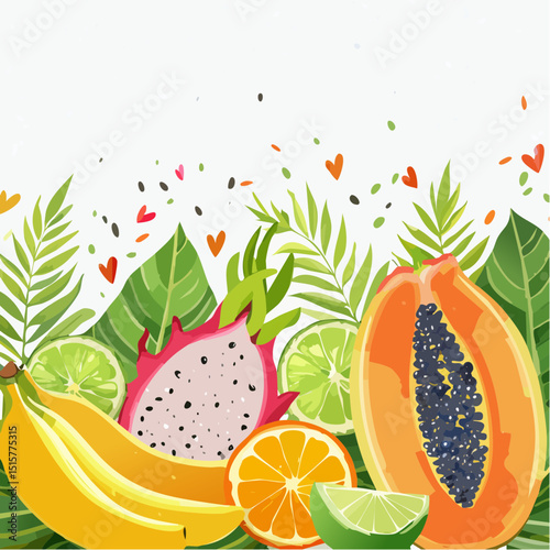 A soft watercolor-style tropical fruit vector with gentle textures