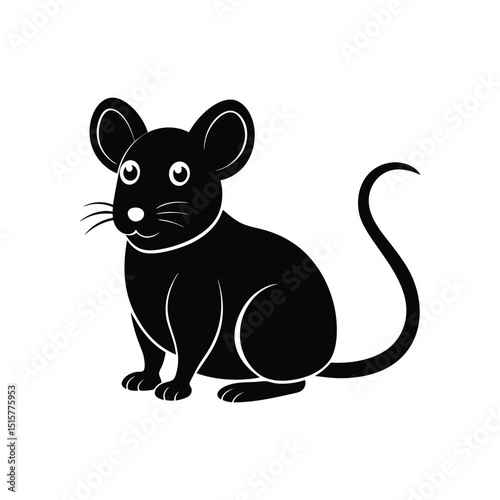 Flat and Minimal Cute Mouse icon vector illustration isolated on white background 