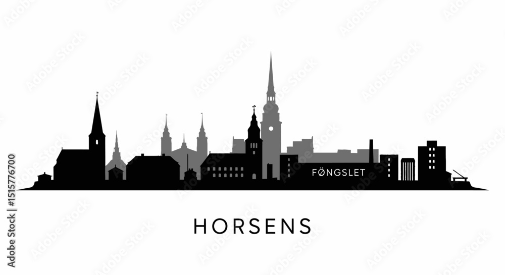 Fototapeta premium Horsens Denmark Skyline Silhouette.
