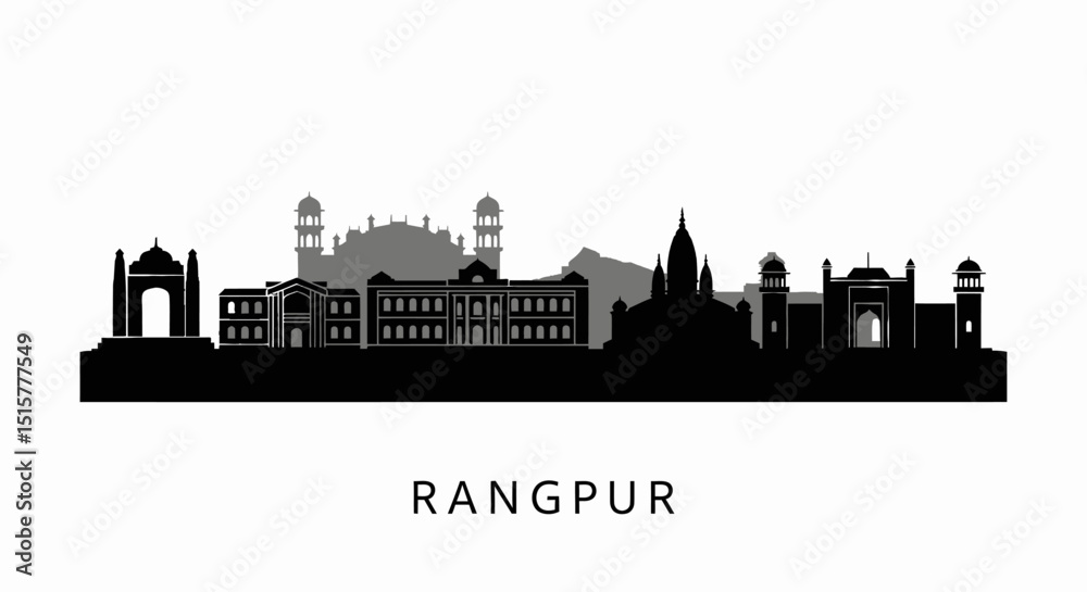Fototapeta premium Rangpur Skyline with Bangladesh City silhouette.