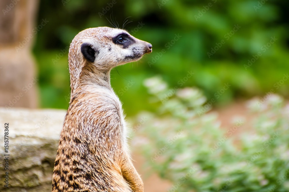 Fototapeta premium Alert meerkat on lookout duty post