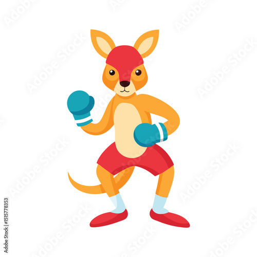 Flat and Minimal Boxing Kangaroo icon vector illustration isolated on white background 