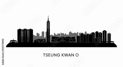 Tseung Kwan O Skyline with Hong Kong, and Black and White.