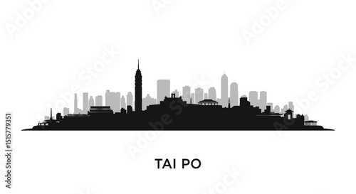Tai Po Hong Kong Skyline Silhouette.