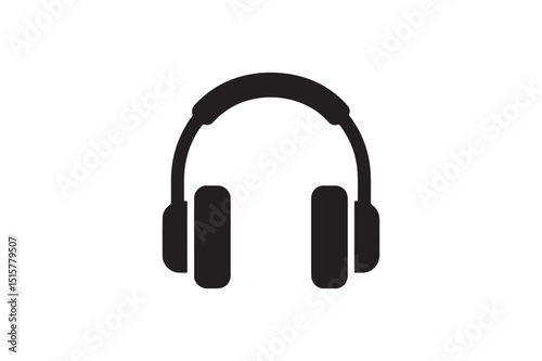 Headphones silhouette vector art illustration on white background