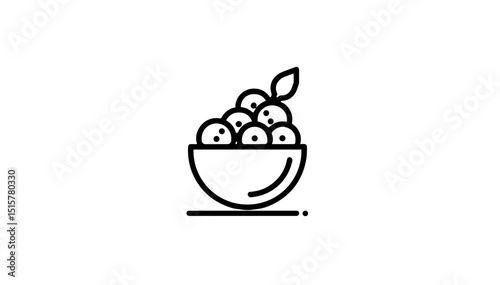fruit bowl. a vector drawn with a black line isolated from the background. 