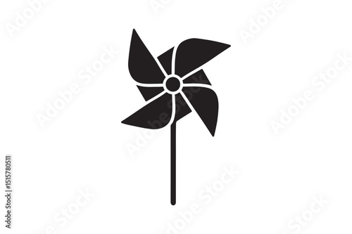 Pinwheel silhouette vector art illustration on white background
