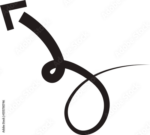 Arrow icon. Hand drawn black line doodle arrow, curve arrow vector. Sketch curved dashed arrows design isolated on transparent background. Direction shape for web and app.