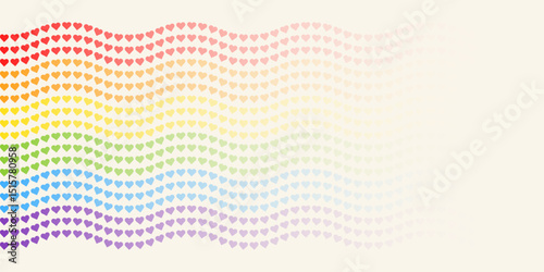 Wavy Rainbow Heart Mosaic Flag, vector pattern with colorful hearts in bold rainbow palette. Perfect for backgrounds, textiles, and festive banner designs, spreads love and joy