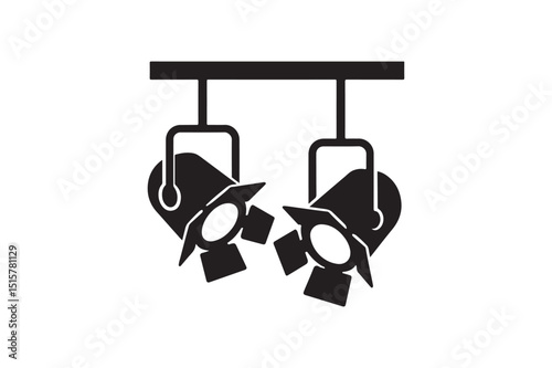 Stage lights silhouette vector art illustration on white background