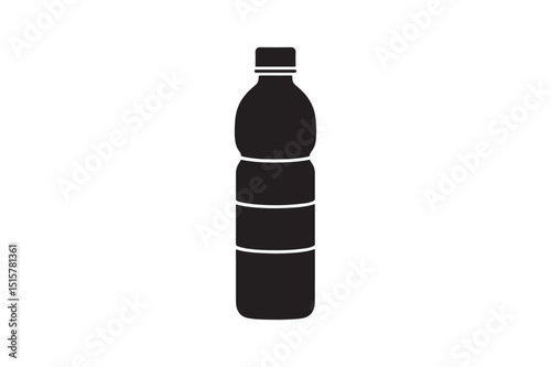 Water bottle silhouette vector art illustration on white background