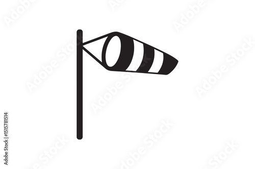 Windsock silhouette vector art illustration on white background