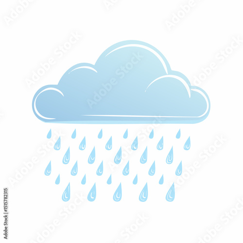 A minimal rain cloud with soft blue raindrops in a gentle design
