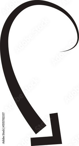 Arrow icon. Hand drawn black line doodle arrow, curve arrow vector. Sketch curved dashed arrows design isolated on transparent background. Direction shape for web and app.