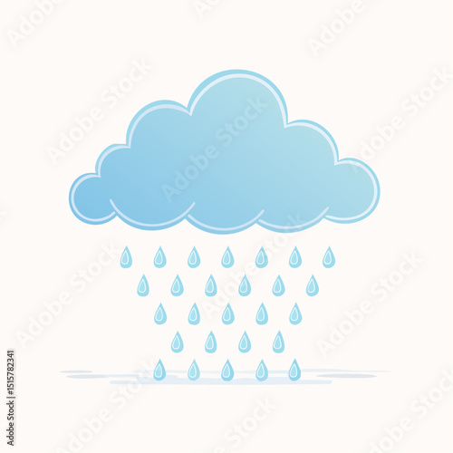 A minimal rain cloud with soft blue raindrops in a gentle design