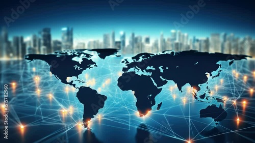 Logistics international delivery concept, World map with logistic network distribution on background.background for Concept of fast or instant shipping, Online goods orders worldwide
