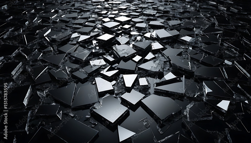 Fototapeta premium Shattered Contrast: Black and White Burst