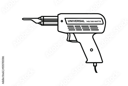 Vector Soldering Gun Illustration for Electronics Repair and DIY Projects, 140/100 Watts