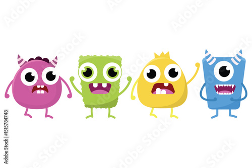 Set of cute monster illustration. Suitable for flat design graphic illustration, clip art, stickers, posters, stickers, cards, etc