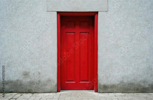 Red door on a gray background