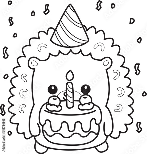 Coloring pages of Sticker of funny hedgehog clip art.