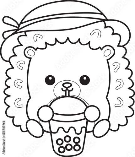 Coloring pages of Sticker of funny hedgehog clip art.