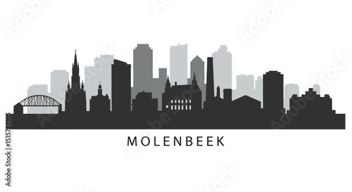 Molenbeek Skyline Cityscape Silhouette Belgium.