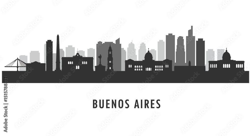 Obraz premium Buenos Aires Skyline with Argentina Cityscape, and Vector.