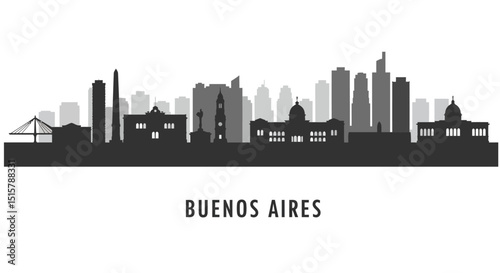 Buenos Aires Skyline with Argentina Cityscape, and Vector.