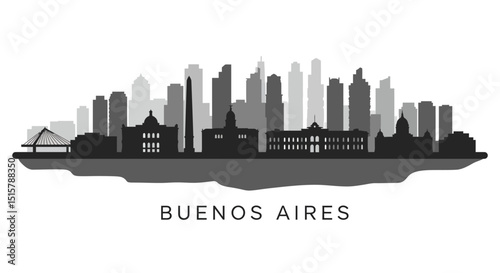 Buenos Aires Skyline with Argentina Cityscape Silhouette.
