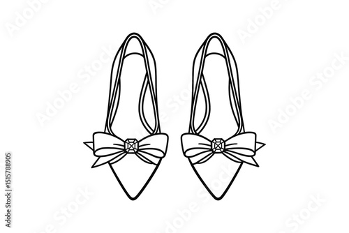 Elegant Vector Illustration of High Heel Shoes with Bows in a Simple Style