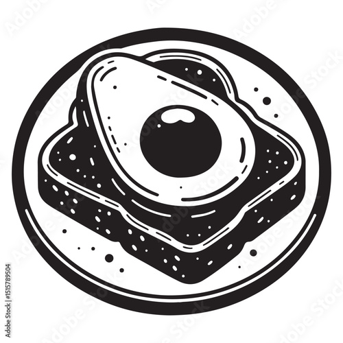 Avocado Toast and Healthy Breakfast Ingredients – Minimal Hand-Drawn Vector

