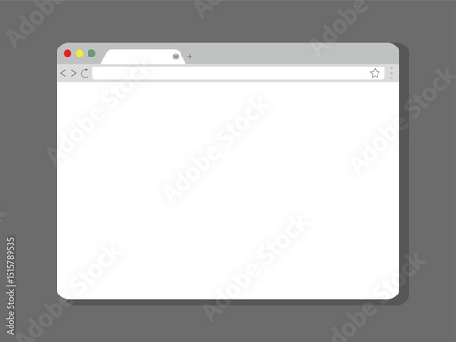Minimalist flat style browser window mockup with blank white web page on a dark background
