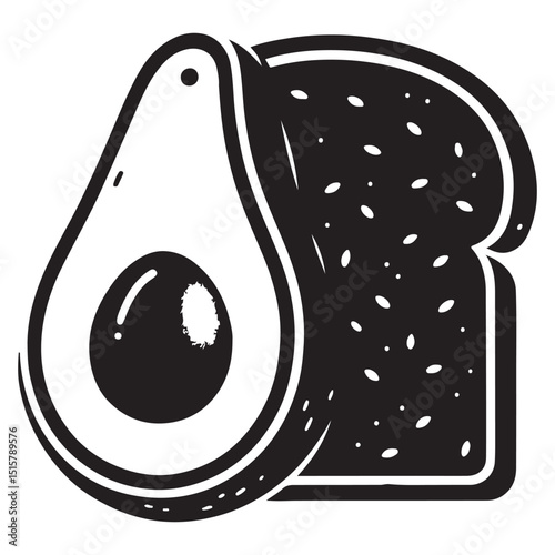 Avocado Toast and Healthy Breakfast Ingredients – Minimal Hand-Drawn Vector

