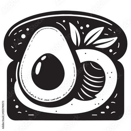 Avocado Toast and Healthy Breakfast Ingredients – Minimal Hand-Drawn Vector

