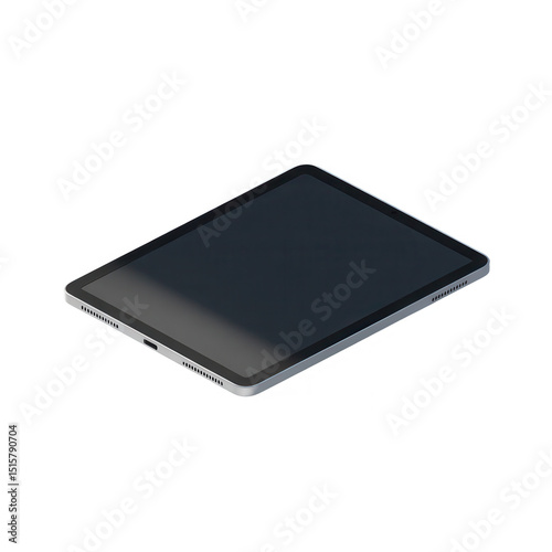 Isometric tablet mockup isolated on transparent background