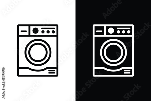 Modern Vector Washing Machine Appliance Laundry Room Cleaning Equipment Graphic