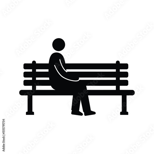 Person Sitting on a Park Bench  Simple Black Icon Vector Graphic