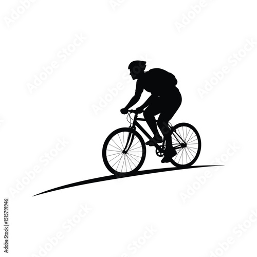 Silhouette of cyclist riding uphill bicycle silhouette cycling uphill bike vector cycling vector fitness sports exercise outdoor activity