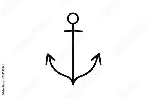 Outline Vector Anchor Illustration Nautical Symbol Maritime Sea Ocean Graphic