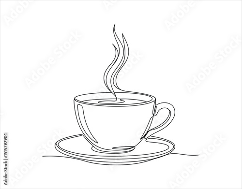 Continuous line art of a cup.
