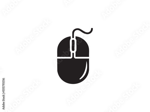 Computer Mouse Vector Silhouette – Click, Scroll, and Navigation Device Illustration.