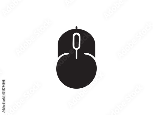 Computer Mouse Vector Silhouette – Click, Scroll, and Navigation Device Illustration.