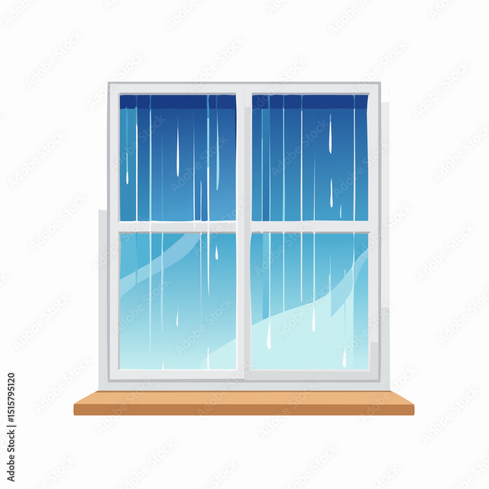 A square window with soft rain streaks and subtle reflection