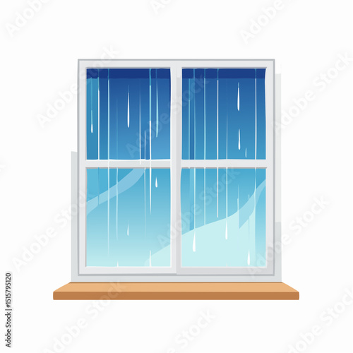 A square window with soft rain streaks and subtle reflection