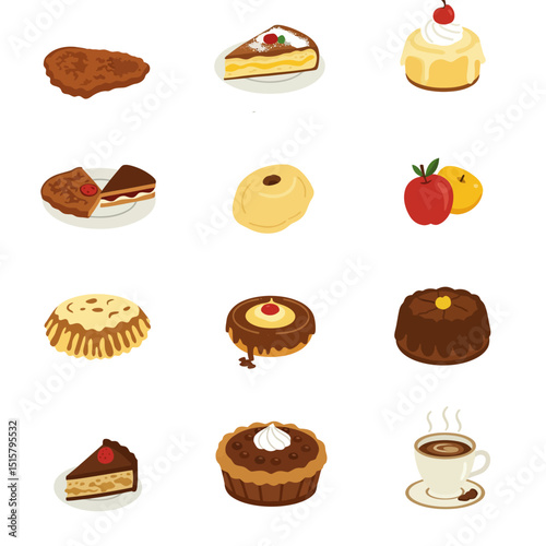 Food Set with Delicious desserts illustration.