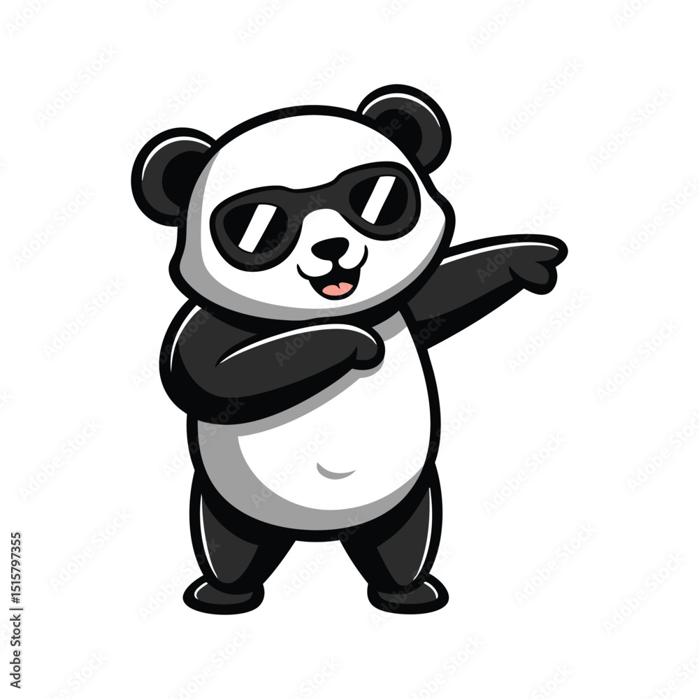 Naklejka premium cool panda dabbing pose cartoon vector illustration