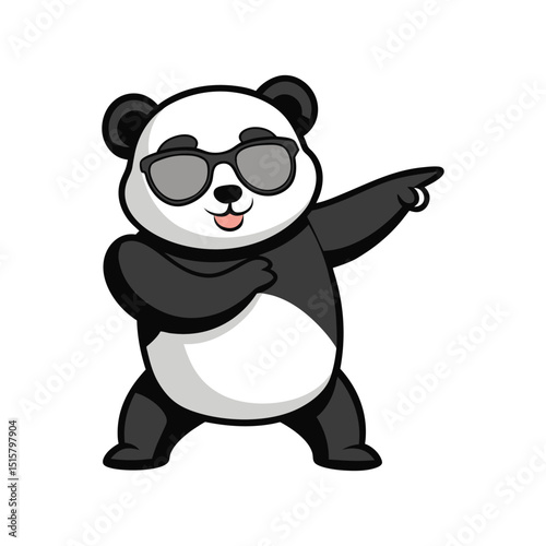 cool panda dabbing pose cartoon vector illustration