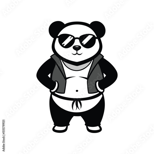cool panda dabbing pose cartoon vector illustration