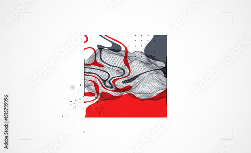 Abstract art wireframe background. Modern science or technology art elements. Surface illustration. Hand made vector.